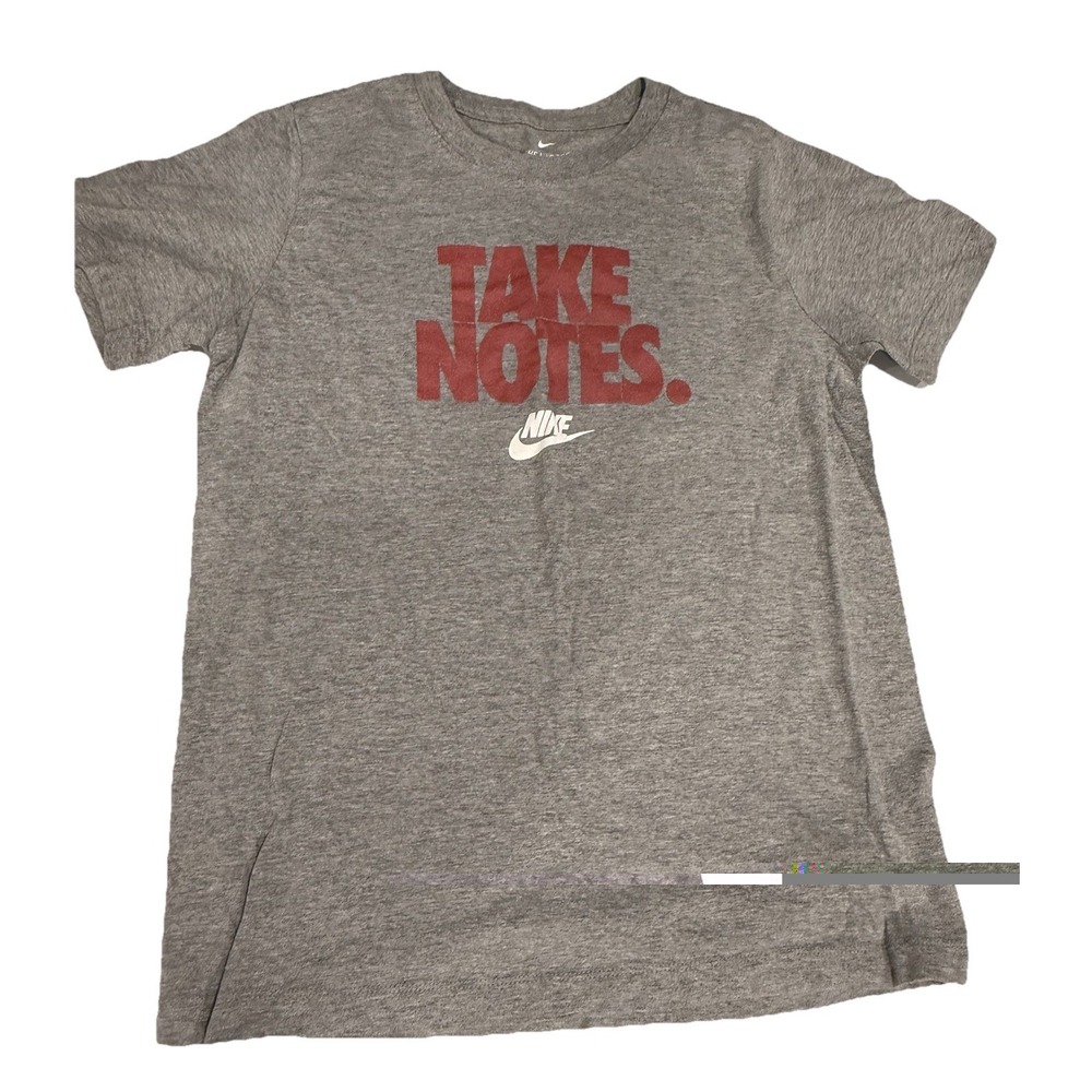 Kids Take Notes Nike T-Shirt Gray Size Large Graphic Tee Crew Neck
